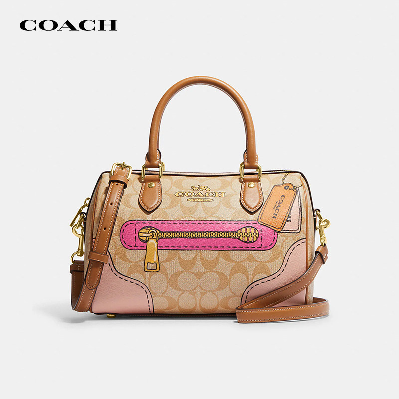 【官方授权】COACH/蔻驰新款错视画波士顿包通勤手提单肩斜挎包女