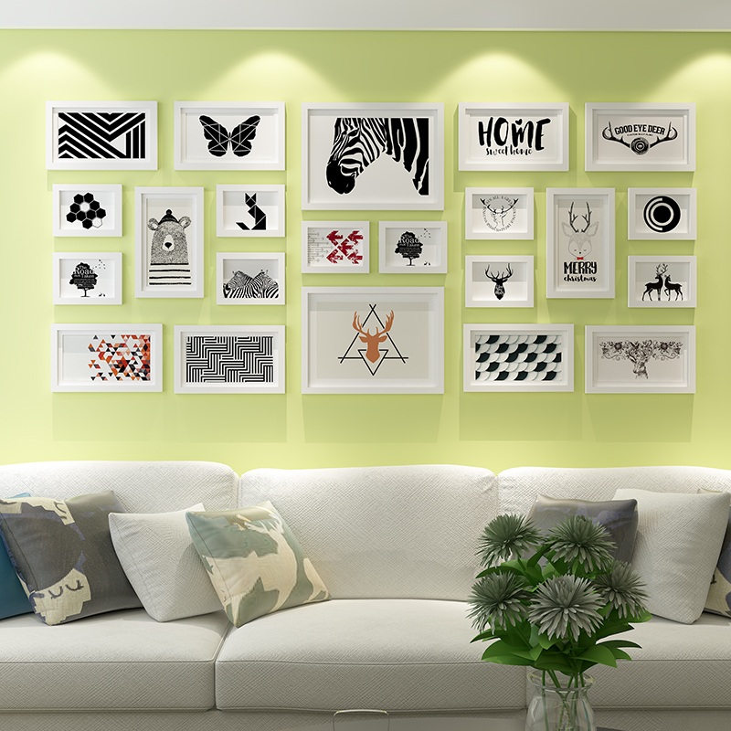 实木照片墙创意装饰画客厅沙发相片墙组合餐厅挂墙现代简约相框墙