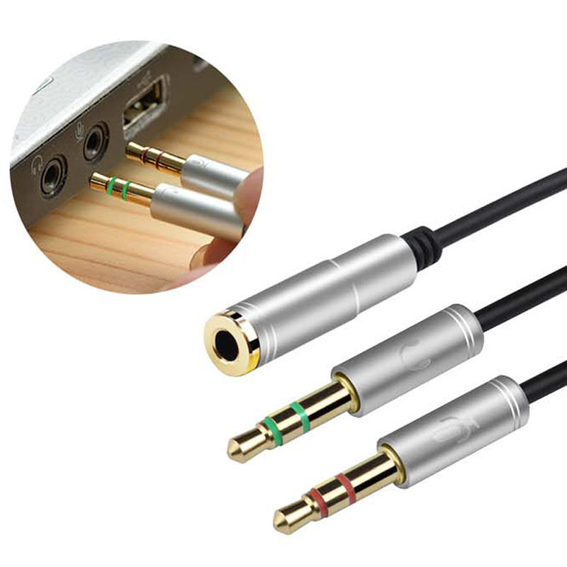 台式电脑耳机转换线 手机麦克风电脑K歌转换线 耳麦二合一1分2线