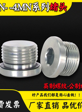 液压油管堵头螺塞ED垫内六角带法兰丝堵泵阀油堵英制公制扣4BN4MN