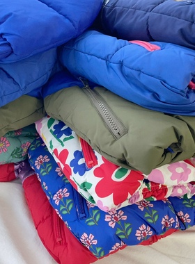 98-158英单bd男女童秋冬加绒连帽印花棉服外套二合一保暖马甲棉衣