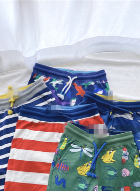 98-164英国BD男童夏日夏季绿色昆虫迷彩条纹纯棉中裤裤子儿童短裤