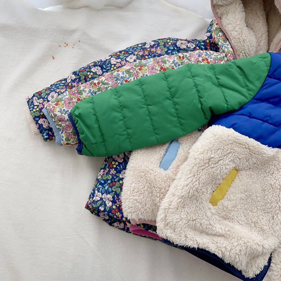 62-98瑕疵英单BD男女婴童春秋夹棉拼色薄款连帽棉服外套儿童童装