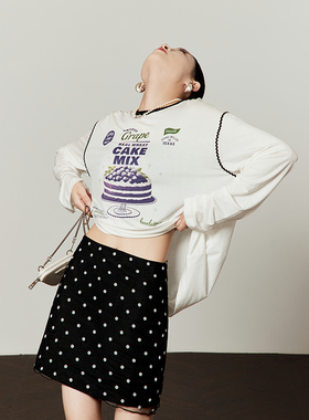 周里物出品「葡萄千层」休闲运动T恤今年流行漂亮的女装白色上衣