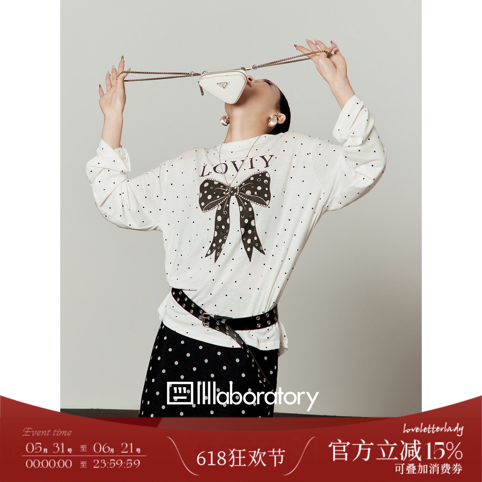 周里物/波点蝴蝶结印花T恤女2026新款今年流行的爆款女装显瘦长袖