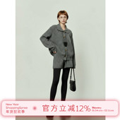 「周里物出品」灰色套装 两件套 小香风针织毛衣短裤 女2025秋季 新款