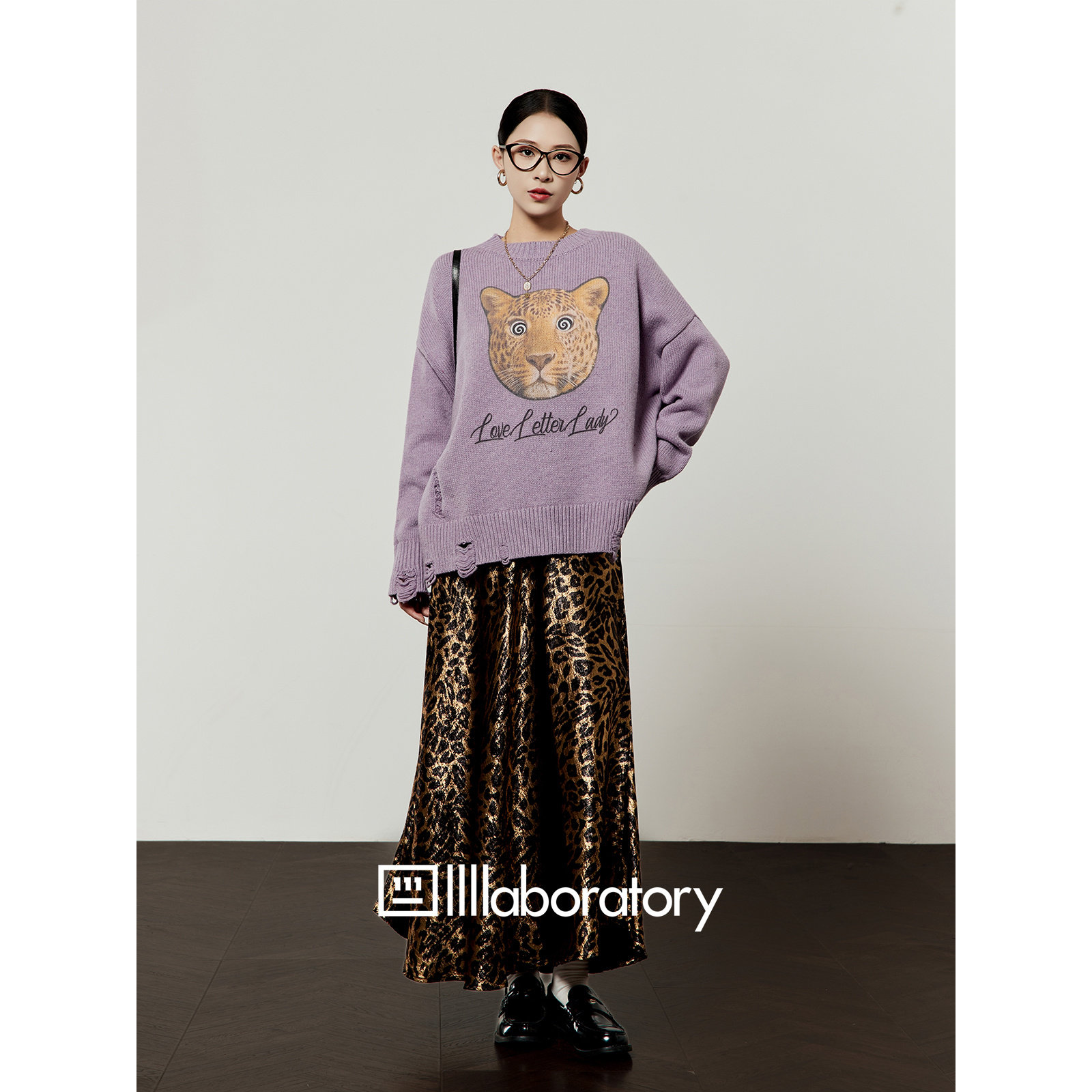 周里物出品「晕晕豹」紫色毛衣女2026春季新款宽松休闲风圆领上衣,女装/女士精品,毛衣,淘宝优惠券,粉丝福利购,淘宝优惠卷
