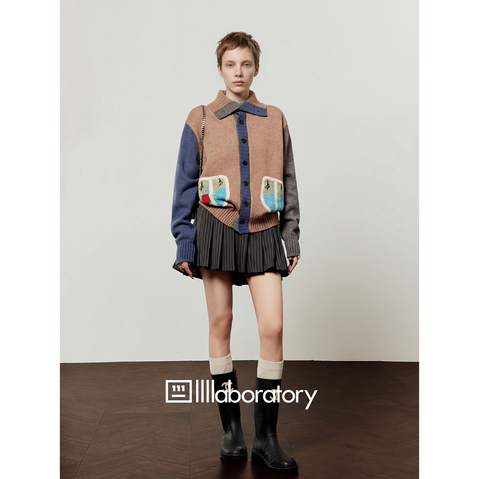 周里物出品「色块钩织口袋」咖色毛衣女2026春季新款宽松休闲外套,女装/女士精品,毛衣,淘宝优惠券,粉丝福利购,淘宝优惠卷