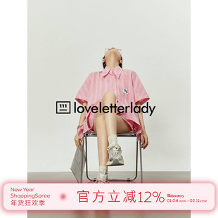 周里物/粉色条纹衬衫女2025新款夏宽松防晒显瘦上衣日常休闲通勤