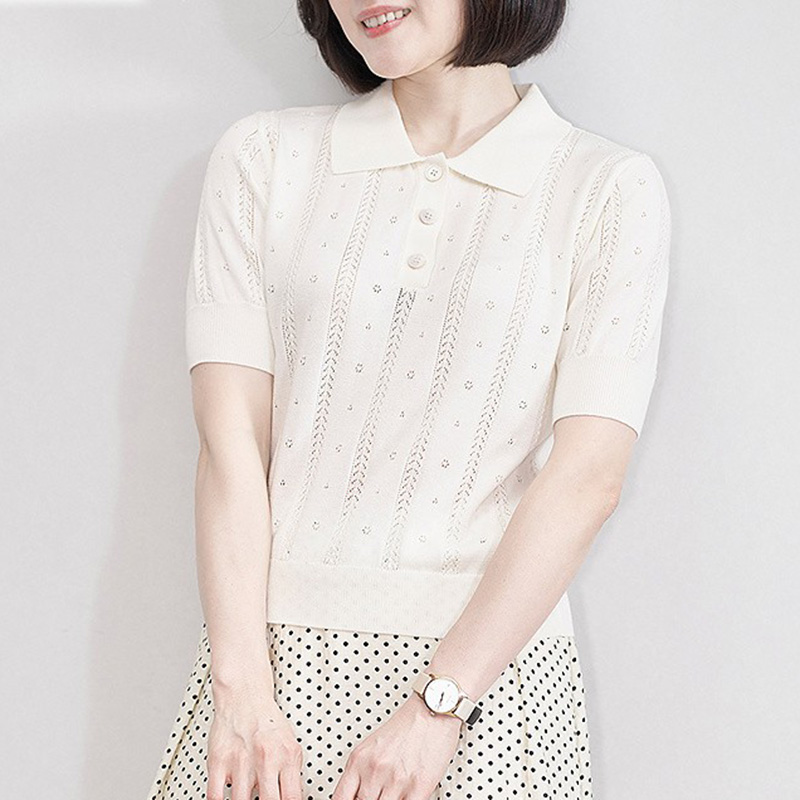 白色短袖针织衫女减龄高级感新款