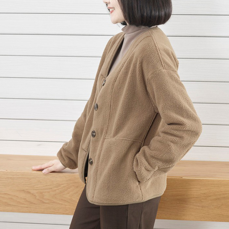 摇粒绒外套女士开衫双面绒妈妈装