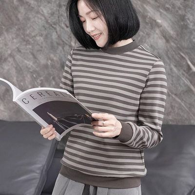 秋冬加厚纯棉半高领打底衫女遮肚