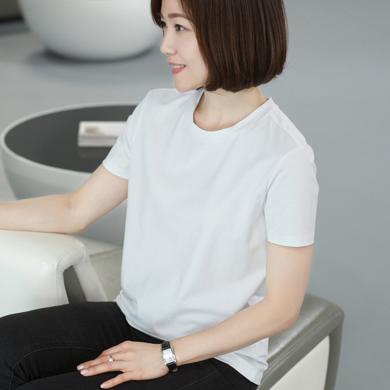 夏季薄款白色纯棉短袖T恤女士大码宽松圆领中年显瘦半袖体恤上衣,女装/女士精品,T恤,淘宝优惠券,粉丝福利购,淘宝优惠卷
