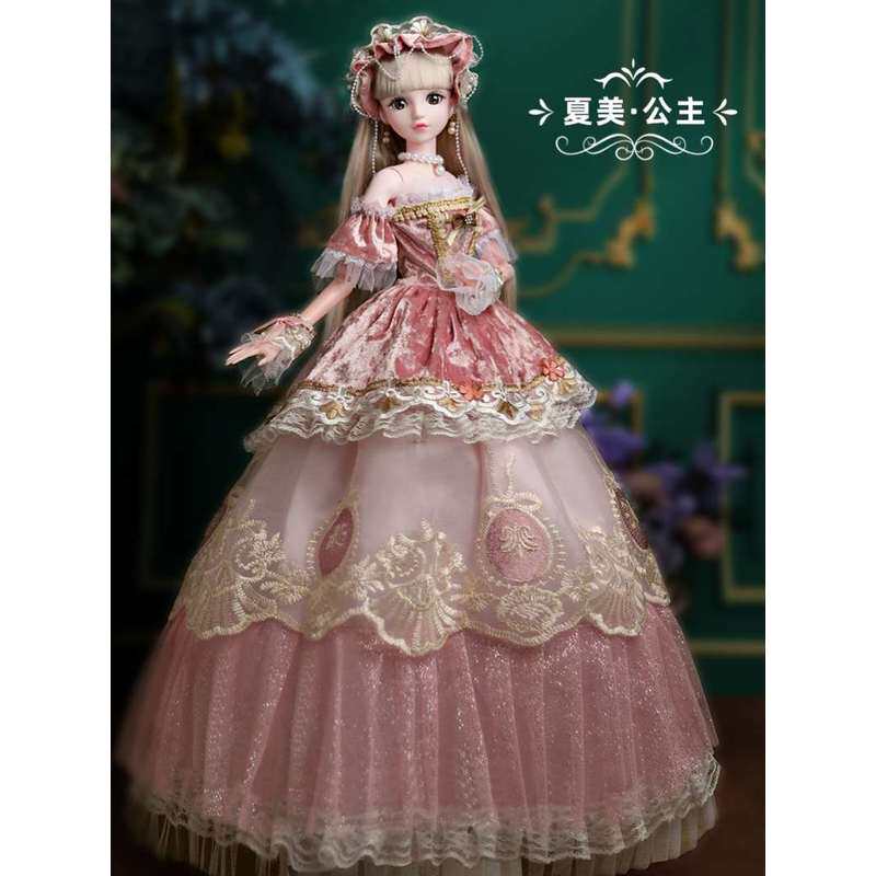 女生逼真生日身体家具漂亮公主床肯狄芭比娃娃梦幻城堡双层水晶鞋