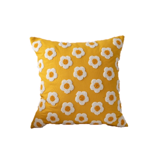 素雅流苏绣花腰枕抱枕靠垫卧室床上花朵靠枕套样板房沙发装饰靠背