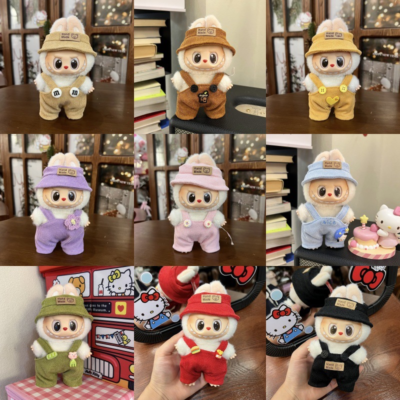 【仅衣服】17cm拉布布搪胶公仔labubu娃衣一代二代马卡龙娃衣套装