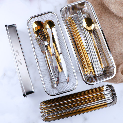 筷子盒304不锈钢带盖可进消毒柜