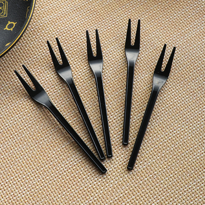 加厚一次性水果叉塑料透明水果签点心蛋糕叉单独包装果盘小吃叉子