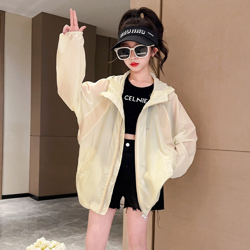 韩国女童防晒衣外套夏季2026新款中大儿童皮肤衣凉感冰丝薄防晒服