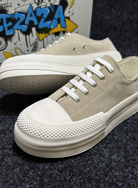 通勤款时尚潮流男鞋2025春季新款原创贝壳头磨砂真皮百搭休闲板鞋