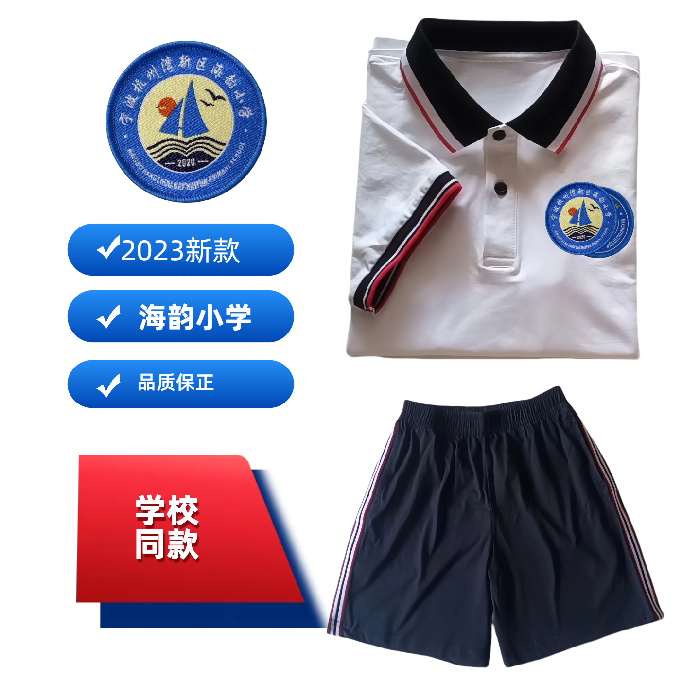 杭州湾新区海韵小学校服男女同款夏装纯棉短袖上衣班服运动套装