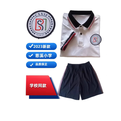 慈溪小学生校服学校同款第四实验碧海韵夏装纯棉短袖上衣短裤班服