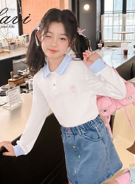 LAVI童装春秋季新款女童POLO衫中大童女生女孩休闲翻领薄长袖T恤