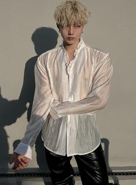 IHF“吉米” 2024秋宫廷风部风落视觉系IF69复古丝棉嬉皮士衬衫男