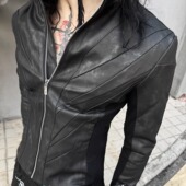 IHF 立领浮雕机车夹克 线条感短款 切克闹 2025秋冬重工解构修身