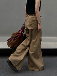 INFiniTE HF小众秀款造型休闲裤夏天中腰宽松直筒拖地廓形牛仔裤