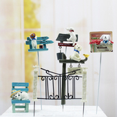 创意花插园艺花盆造景微景观多肉植物摆件装 饰可爱小动物小狗小猫