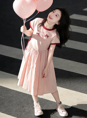女童连衣裙夏装2026新款儿童夏季绝美中长款公主裙女大童短袖裙子