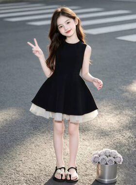 女童千金风赫本小女孩无袖连衣裙