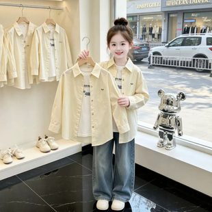 女童衬衫外套两件套早秋2026新款秋季儿童洋气休闲日系打底衫套装