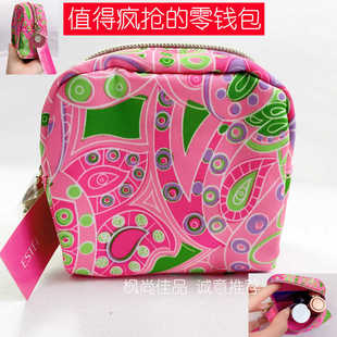 雅诗兰黛印花零钱包小号化妆包卡包口红镜子收纳包女士包软萌粉嫩