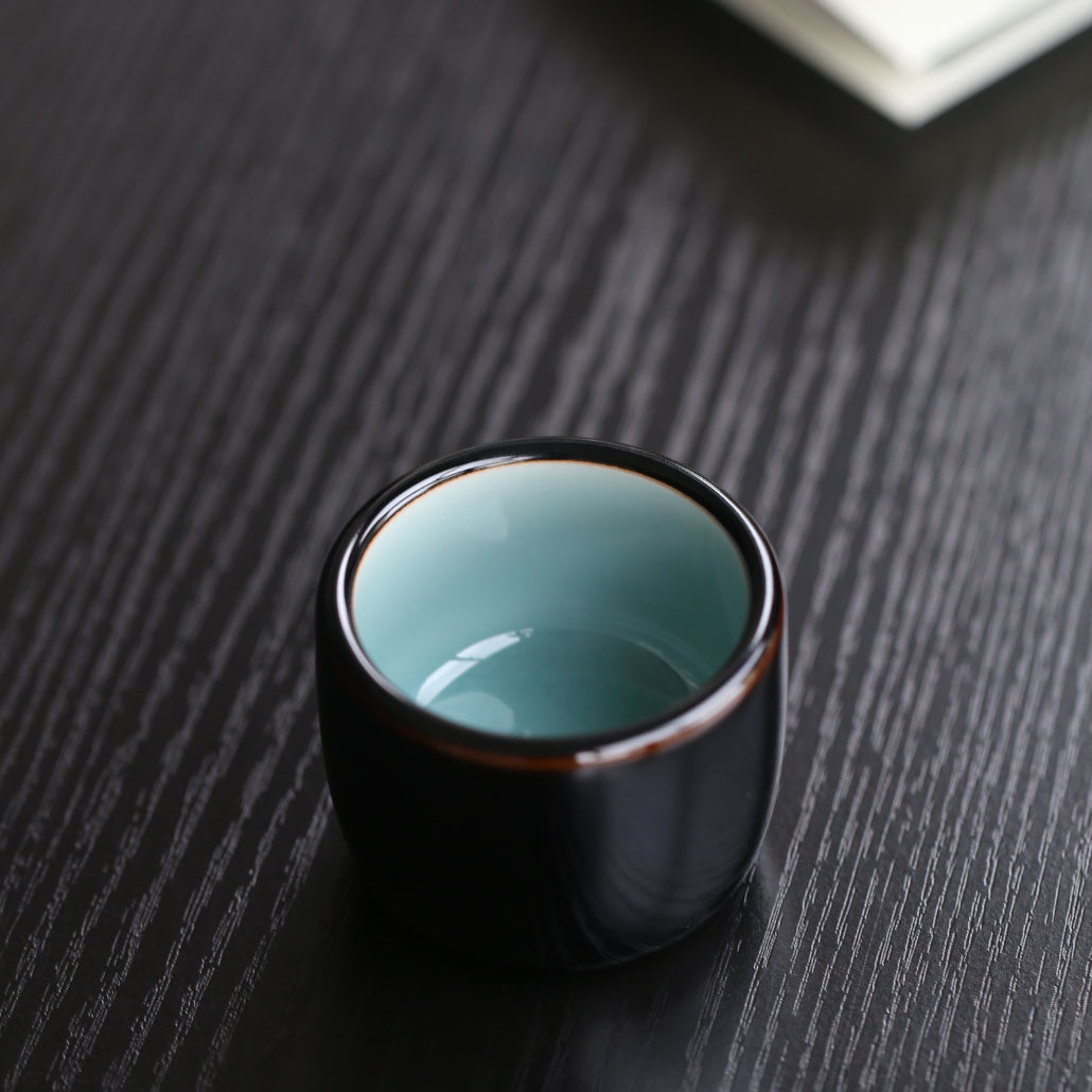 黄灿墨玉手工青瓷茶杯单杯扳指杯品茗杯功夫茶具陶瓷茶杯喝茶杯子