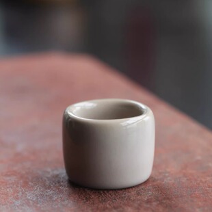 品茗扳指杯 严少英高徒徐健纯手工青瓷茶杯简约陶瓷功夫茶具礼盒装