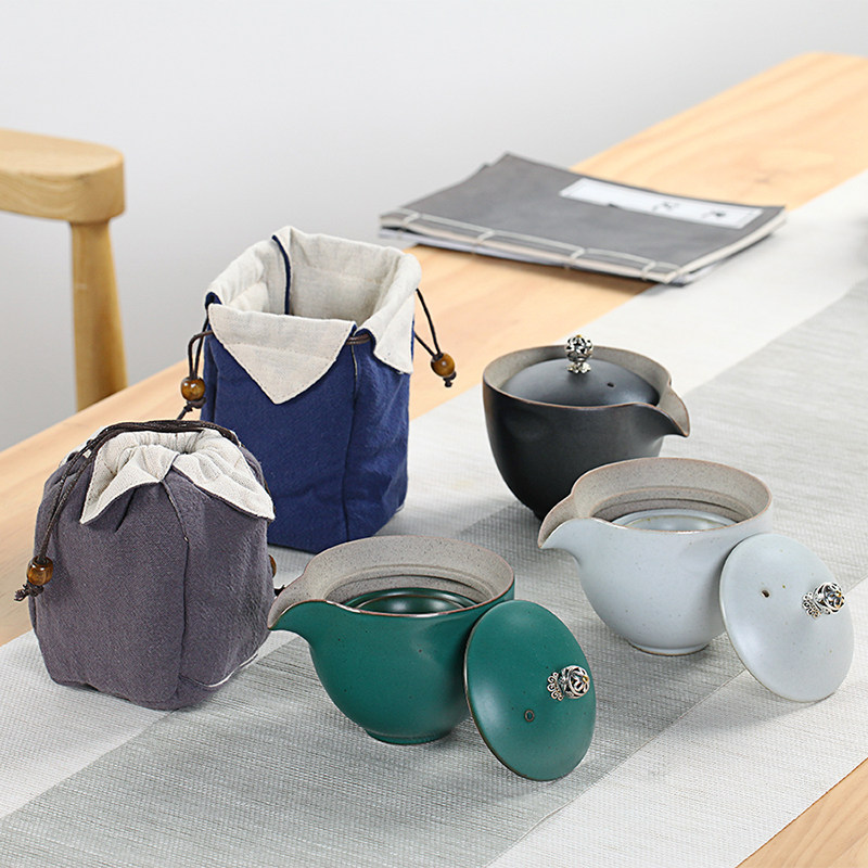 便携粗陶快客杯一壶两杯旅行茶壶创意陶瓷小罐茶功夫茶具套装办公