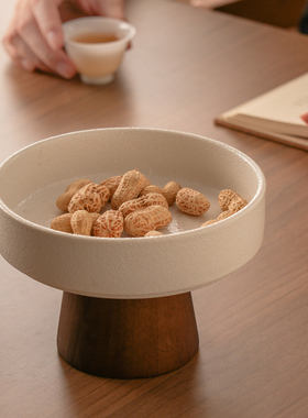 新中式高级感相思木果盘客厅零食碗玄关装饰水果盘面包点心甜品盘