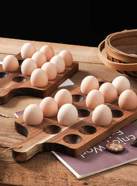 相思木鸡蛋收纳槽实木家用冰箱创意厨房餐厅小吃摊创意鸭蛋盘子