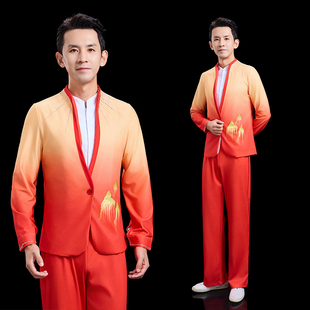 男女款合唱团演出服2024新款中山装诗歌朗诵表演服成人歌手主持服