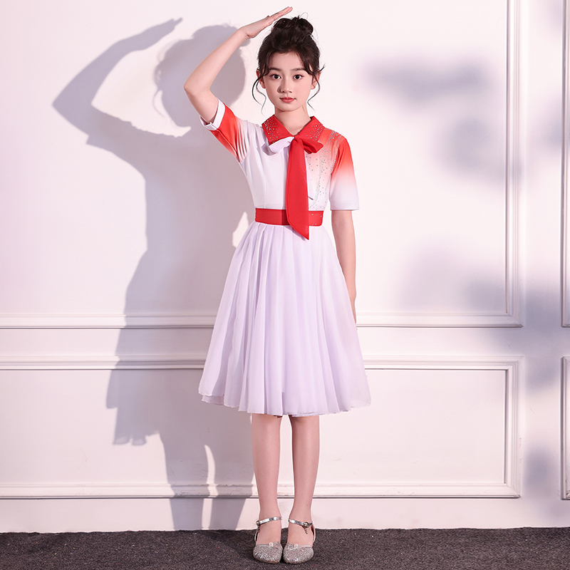 六一儿童合唱演出服中小学生诗歌朗诵中国风男女童表演服主持礼服