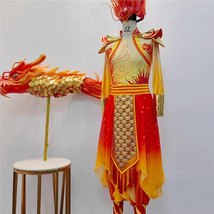 新款龙年龙吟九州鲤鱼跃龙门舞龙表演男女打鼓龙凤呈祥开场舞蹈服