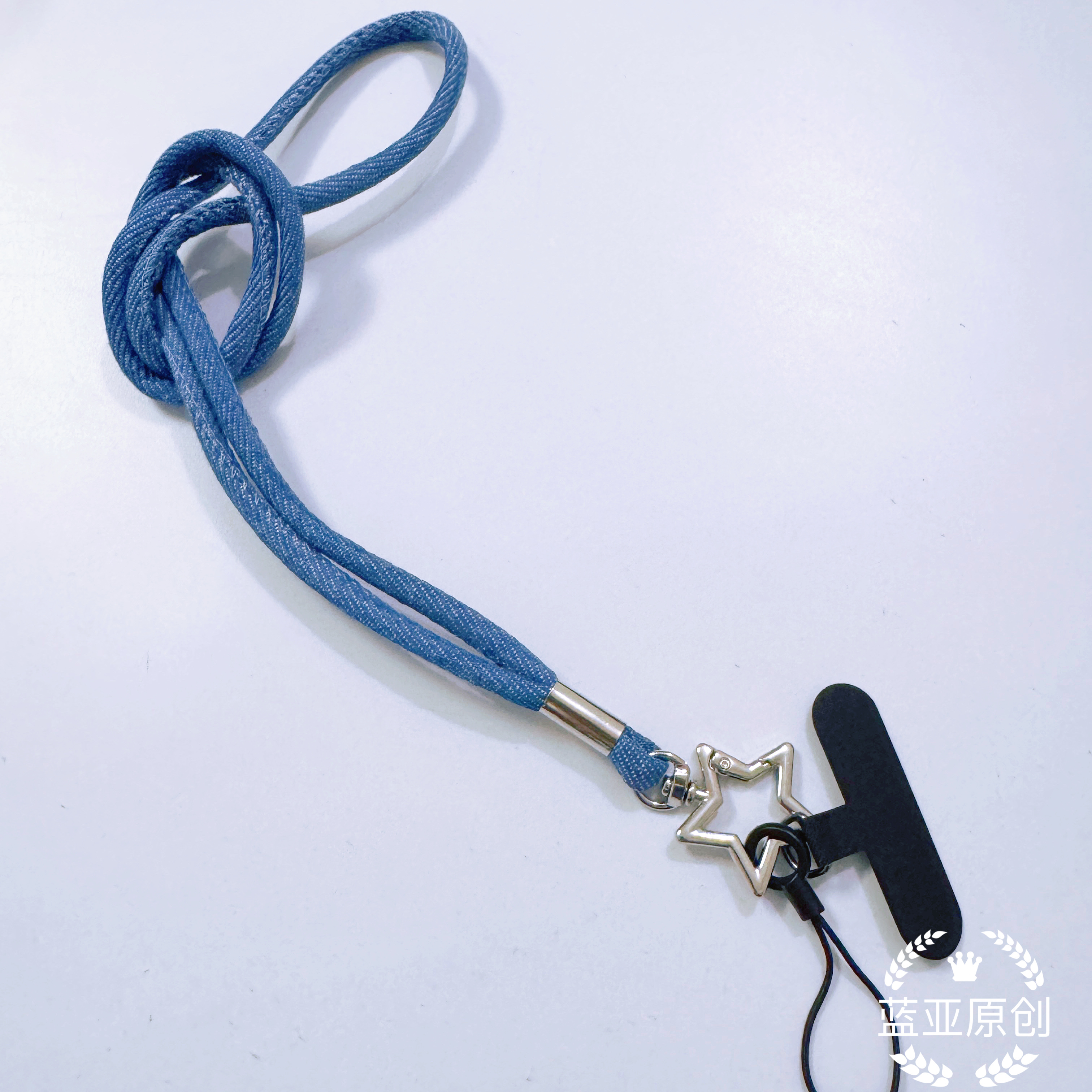休闲风牛仔布挂绳圆条牛仔手机挂脖带斜挎绳star扣小包饰物挂带