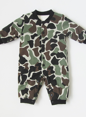 菊之布忆 自制 秋冬季手工填铺纯棉花连体棉衣男女宝宝哈衣棉袄