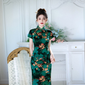 印花新中式 老上海 中国风优雅旗袍网红显瘦走秀复古时尚