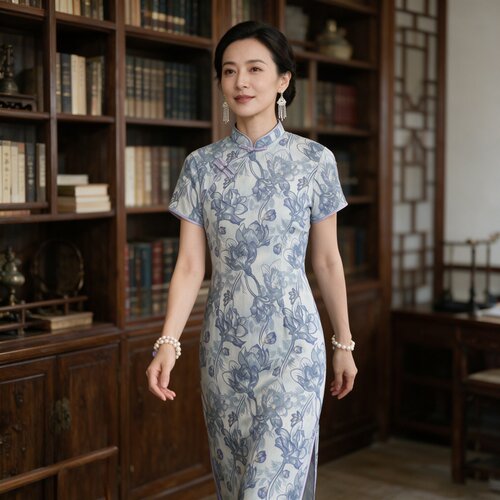 紫色碎花纹新中式复古民国风老上海旗袍2026夏季新款年轻款少女