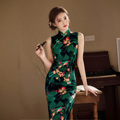 夏季 无袖 年轻款 女民国风老上海复古修身 国风长款 改良旗袍2025新款