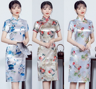 复古中国风显瘦包臀连衣裙子潮 中长款 改良旗袍裙鱼尾裙女时尚 修身