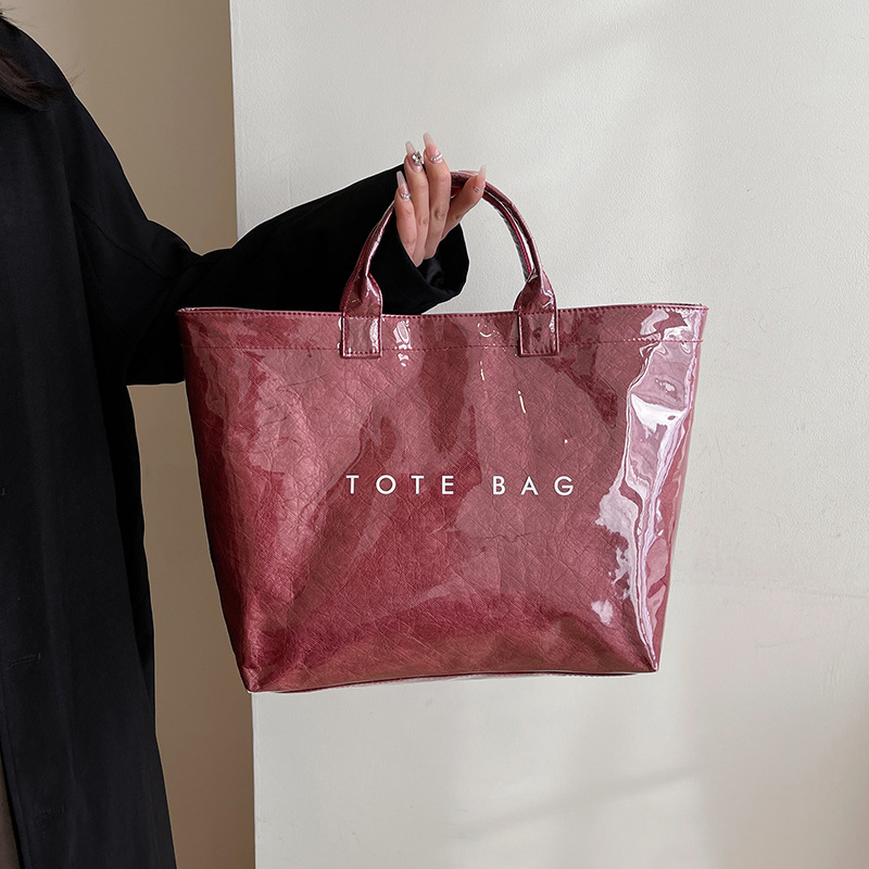 托特包复古杜邦字母休闲百搭手提包极简透明简约通勤大容量包包女